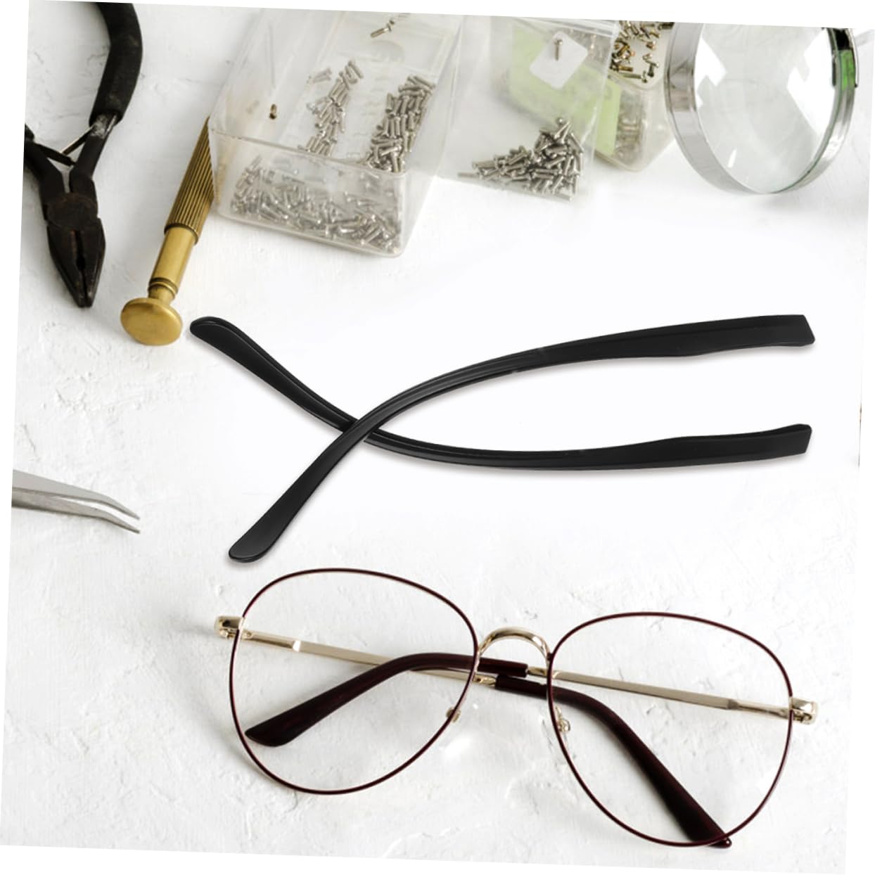 KOMBIUDA 2 Pairs Universal Glasses Repair Kit - Glasses Temple Replacement Arms & Legs for Eyeglasses & Sunglasses | Perfect for Broken Frame Repair at Home, Office, or Travel