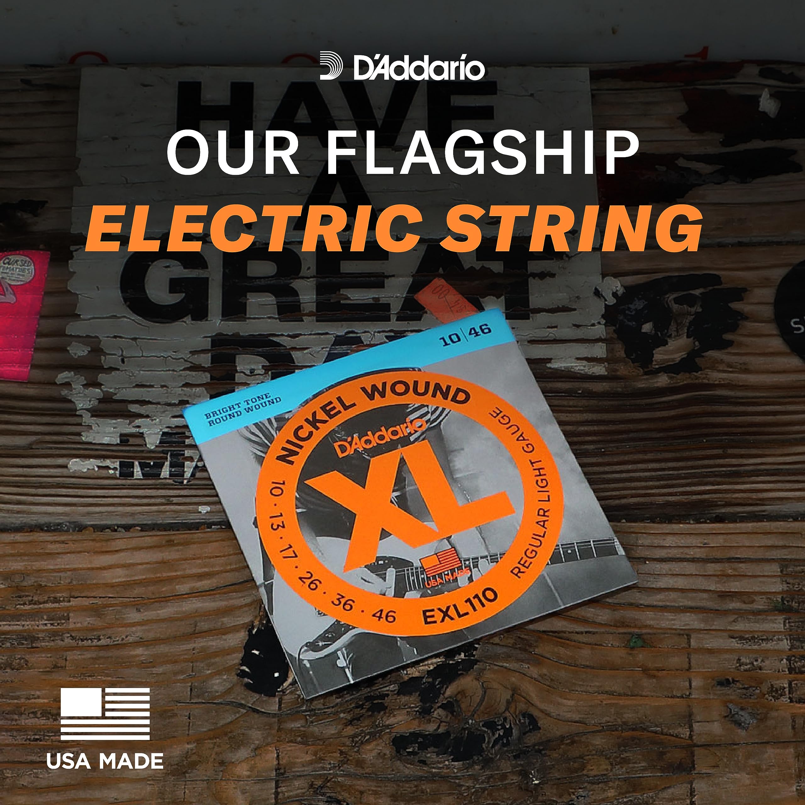 D'Addario EXL110+ XL Nickel Electric Guitar Strings - 10.5-48 Regular Light Plus - Perfect Intonation, Consistent Feel & Long-Lasting Durability for 6-String Guitars - Ideal for Rock, Blues & Studio Recording