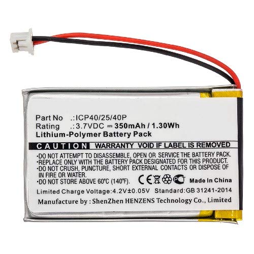 Synergy Digital Wireless Headset Replacement Battery - 3.7V 350mAh Li-Polymer High Capacity Battery Compatible with Sena ICP40/25/40P Headsets | Perfect for Motorcycle Communication & Long Rides