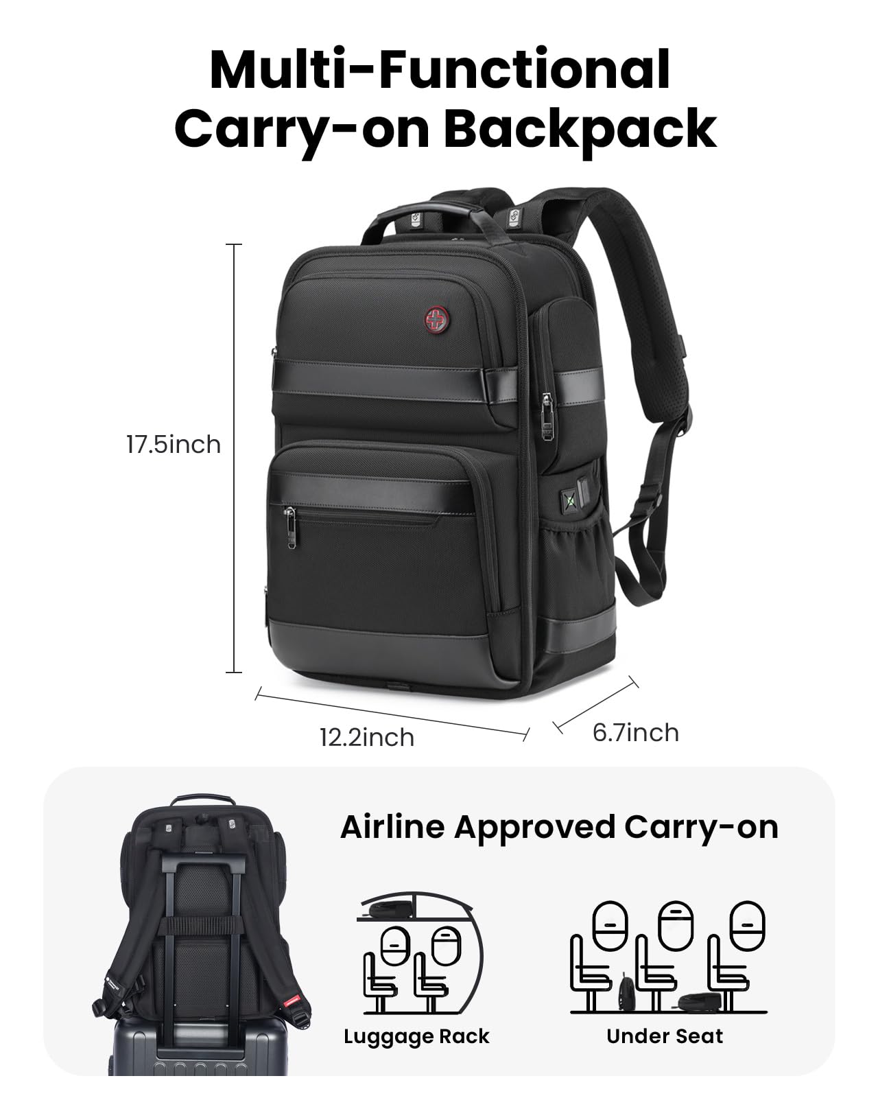 **CROSSGEAR 16 Inch Business Laptop Backpack for Men - Water Resistant USB Charging Travel Backpack, Airplane Carry-On & Office Commuter Daypack - Perfect for Work, Travel & Daily Use**