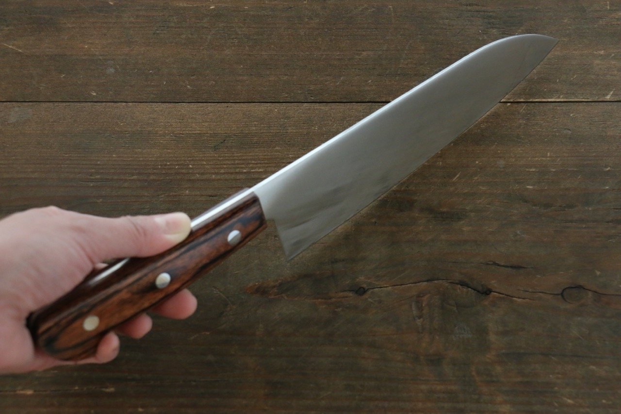 Premium Iseya Molybdenum Santoku Knife 180mm with Mahogany Handle - Professional Japanese Kitchen Knife for Slicing, Dicing & Chopping Vegetables, Meat & Fish