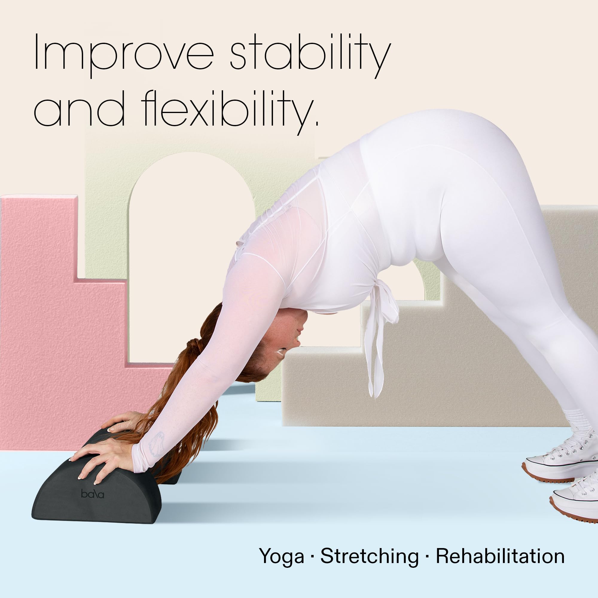 Bala Balance Blocks 2 Pack - Non-Slip Yoga Blocks for Stretching, Exercise & Home Workouts - Semi-Circular Yoga Accessories for Women & Men - Perfect for Yoga, Pilates & Fitness Training