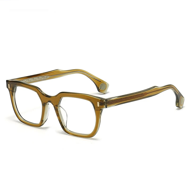 Black Unisex Square Acetate Eyeglasses - Full Rim Thick Frame for Men & Women - Perfect for Reading, Work, and Fashion Accessories | Model 63475