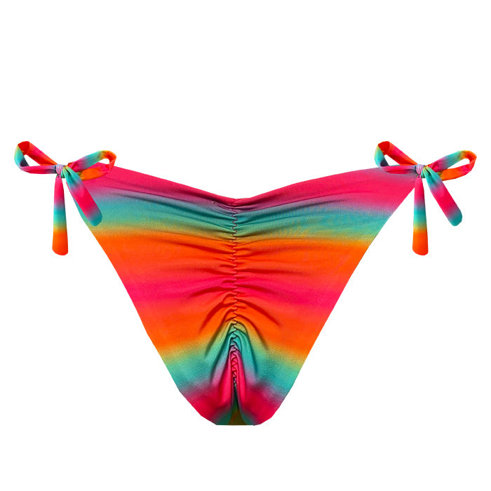Vibrant Rainbow Brazilian Tie Side Scrunch Bikini Bottom - Sexy Swimwear for Beach, Pool & Summer Vacations