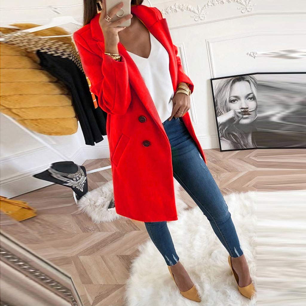 Elegant Women's Slim Wool Blend Long Coat - Warm Winter Outerwear for Office, Dating & Formal Occasions