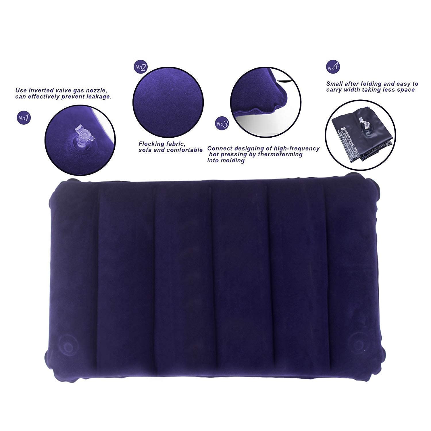**OffyBird Inflatable Travel Pillow for Airplane, Train & Camping – Ultra-Soft Velvet Air Cushion for Backpacking, Hiking & Long Trips – Pack of 2 (Perfect for Commuting, Road Trips & Outdoor Adventures)**