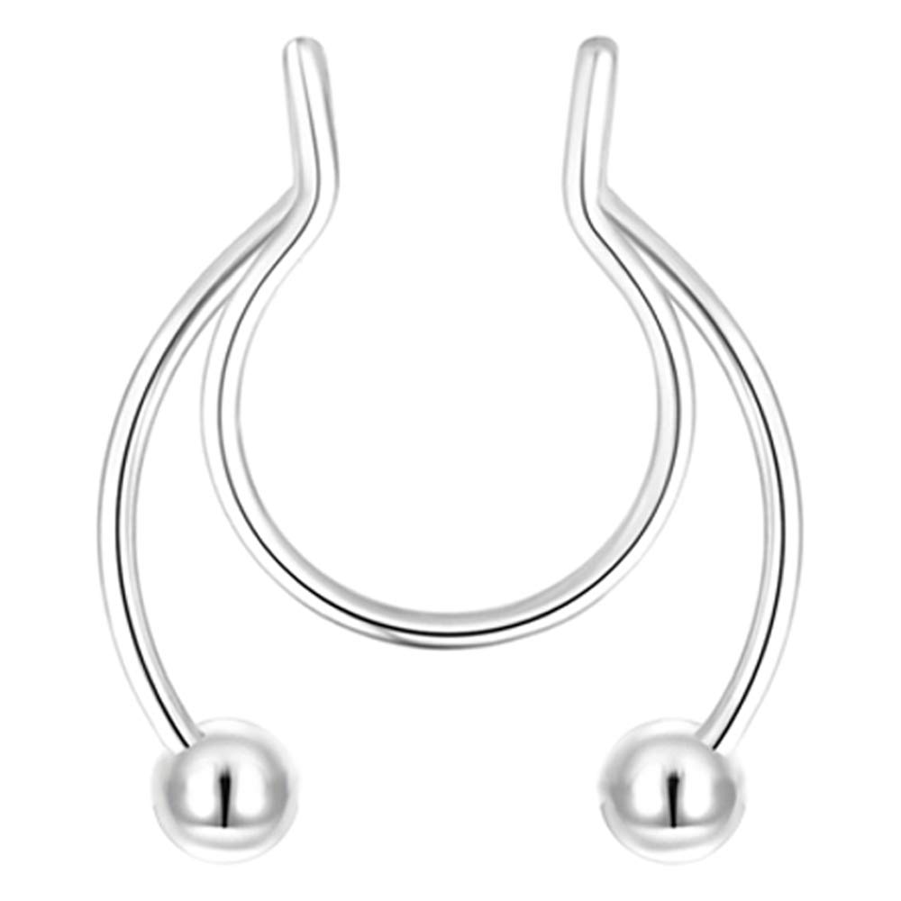 20G Fake Nose Rings Hoop - Clip-on Stainless Steel Septum Jewelry - Non Piercing Fake Cartilage Earring - Lip Rings & Faux Nose Ring Piercing Jewelry for Women & Men - Perfect for Parties, Cosplay & Alternative Fashion