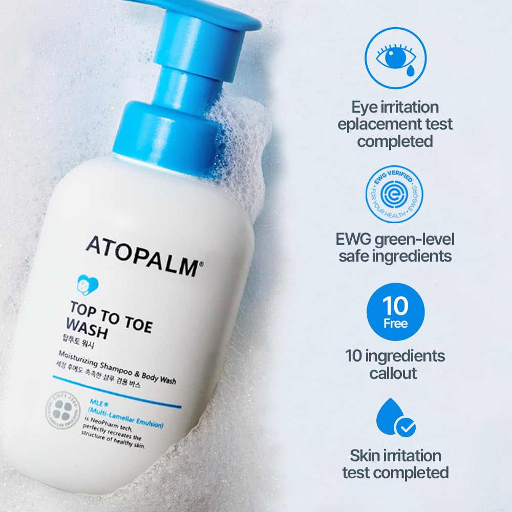 ATOPALM MLE Lotion 300ml & Top to Toe Baby Wash Bundle - Hydrating Moisturizer & Gentle Cleanser for Sensitive Skin - Perfect for Daily Baby Care & Family Skincare Routine