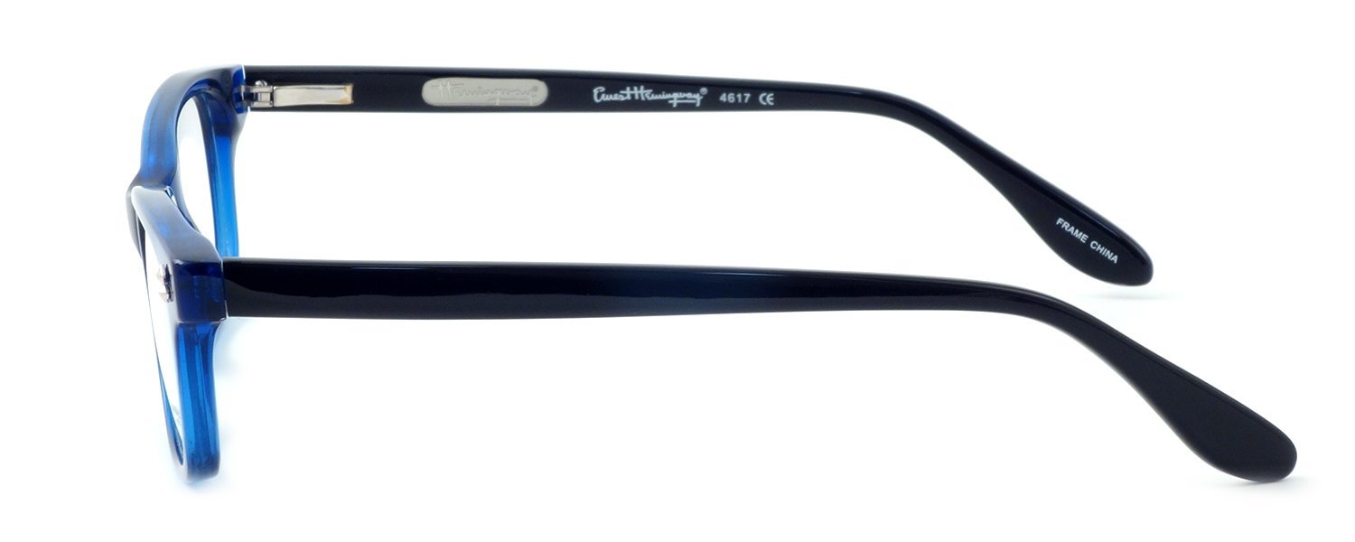 Ernest Hemingway 4617 Designer Reading Glasses - Black & Blue +1.00 Magnification | Stylish Readers for Men & Women | Perfect for Reading Books, Using Smartphones & Computer Work
