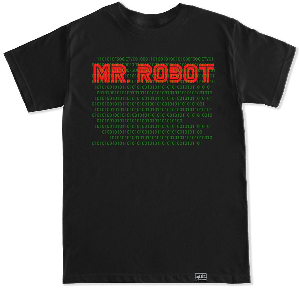 FTD Apparel Men's Mr. Robot Hacking Graphic T-Shirt - Cool Tech Inspired Casual Wear for Hackers, Programmers & Sci-Fi Fans