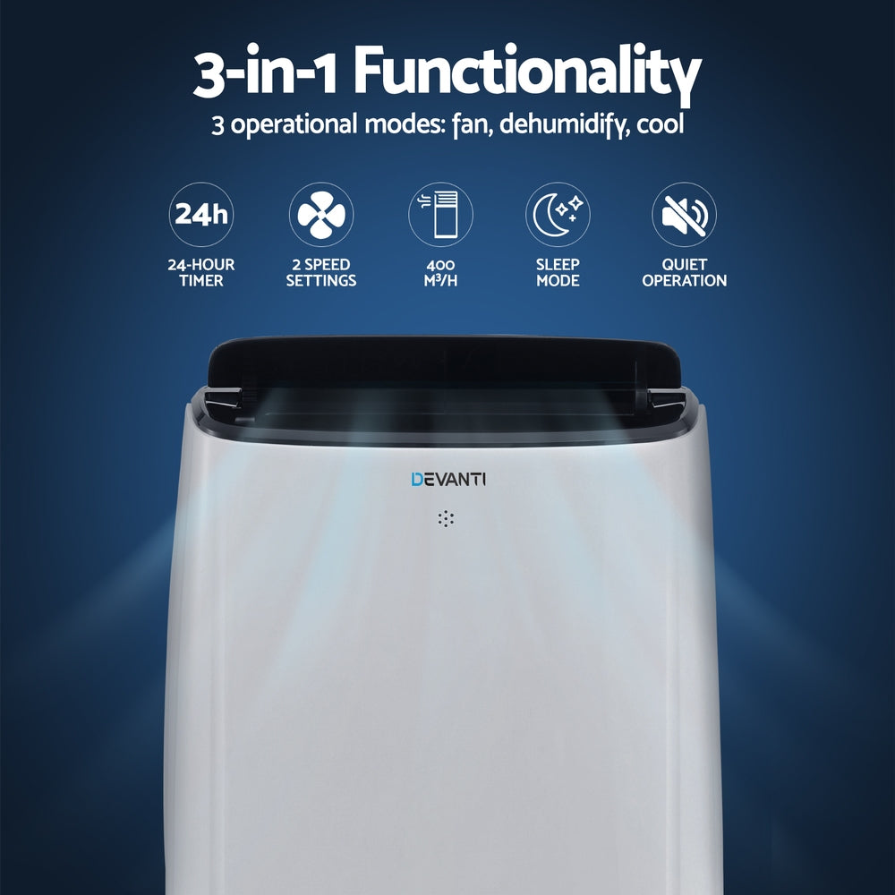 Devanti 7000BTU Portable Air Conditioner with WiFi - Cool & Control Any Room, Perfect for Bedrooms, Offices & Small Spaces