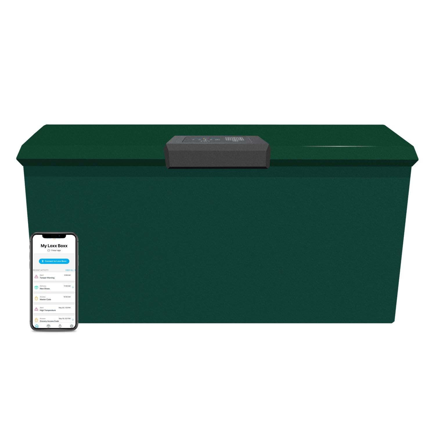 Smart Parcel Locker with LTE/Wi-Fi/Bluetooth - Secure Locking Mailbox for Package Deliveries - Large Green Outdoor Package Drop Box - Ideal for Homes, Apartments & Offices