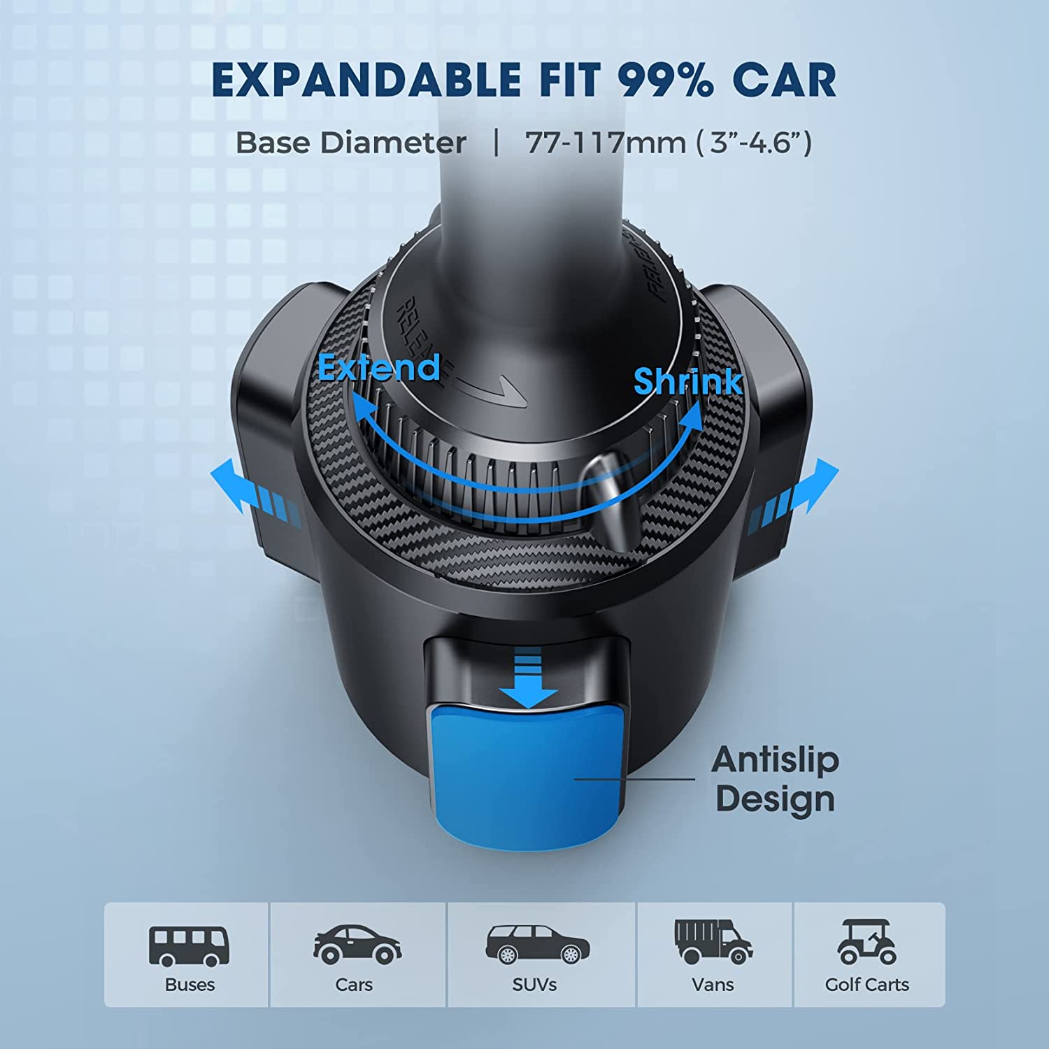 Adjustable Telescopic Cup Holder Phone Mount for Car - Universal Smartphone Holder for iPhone, Samsung, Galaxy - Perfect for Road Trips, Commuting & Hands-Free Driving