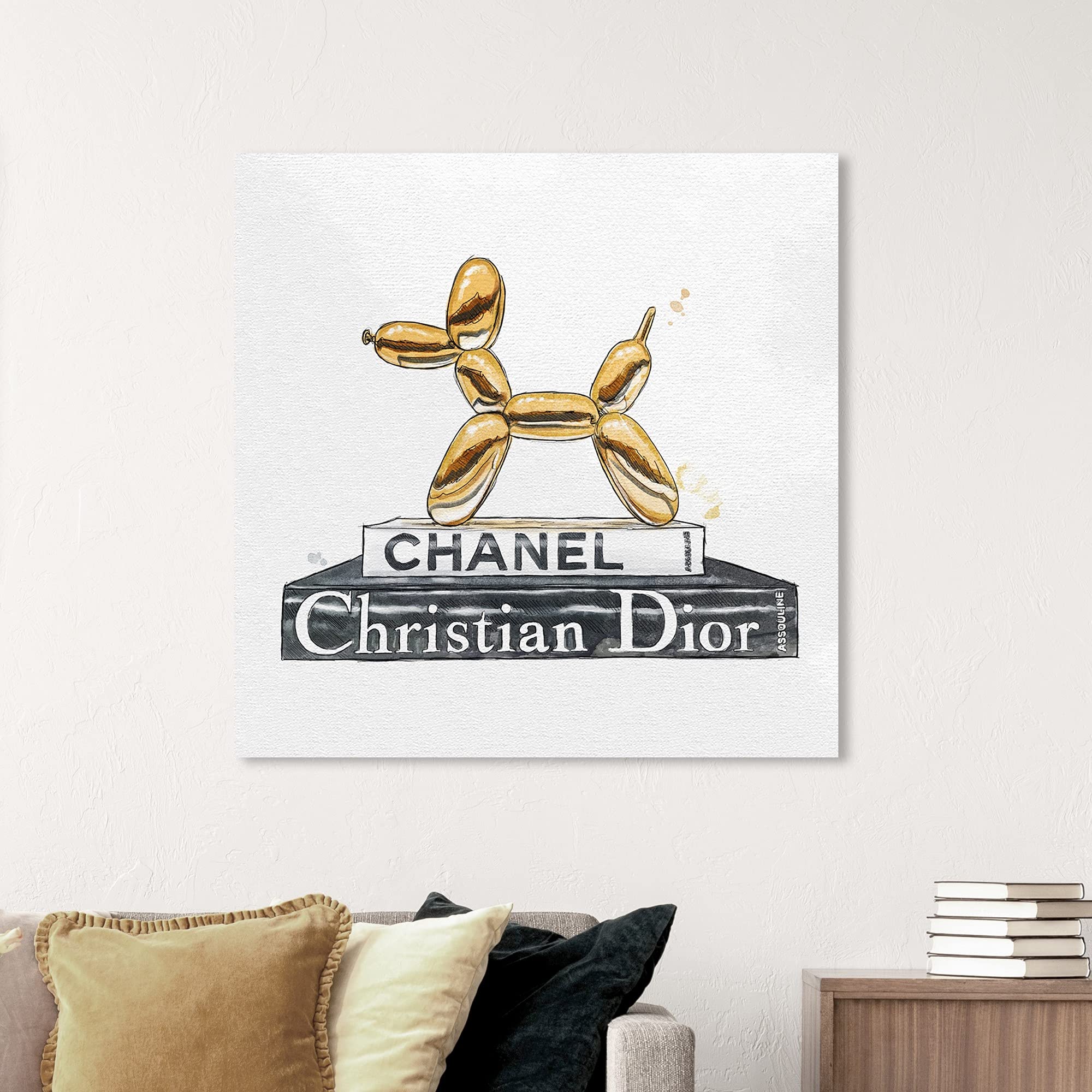 Oliver Gal Artist Co. Fashion & Glam Wall Art Canvas Print - Balloon Dog Library Books Decor for Living Room, Bedroom & Office