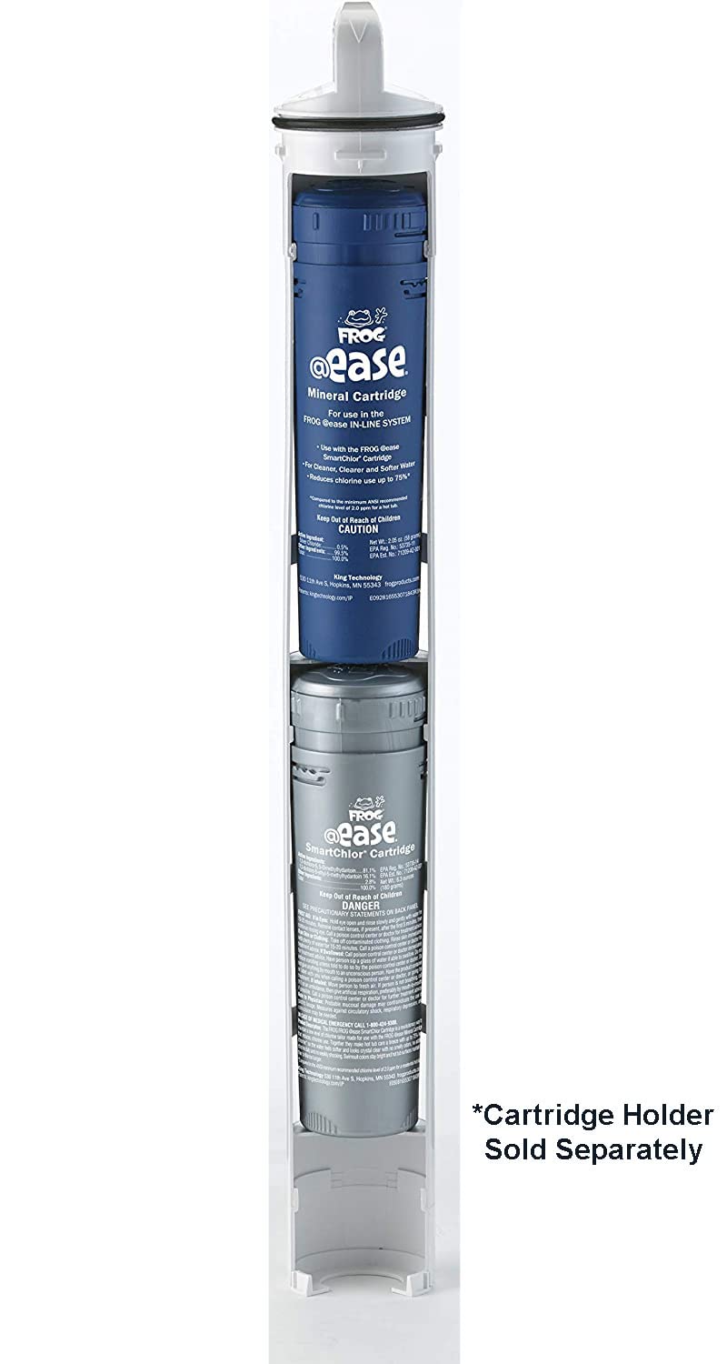 FROG @Ease In-Line Mineral Cartridge + 4 SmartChlor Cartridges for Hot Tubs up to 600 Gallons - Compatible with Marquis, Caldera, Artesian & Hot Springs Spas | Cyanuric Acid Free Hot Tub Sanitizer | Perfect for Relaxing Spa Nights & Backyard Hot Tub Maintenance