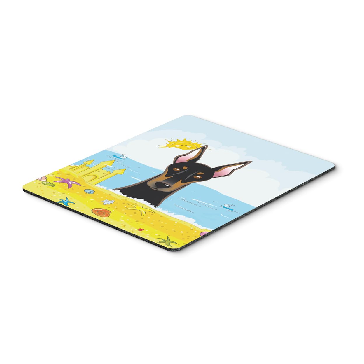 Doberman Summer Beach Mouse Pad - Large Washable Non-Slip Desk Mat for Home Office, Gaming & Computer Work | Hot Pad & Trivet for Kitchen Use | Caroline's Treasures BB2113MP | Perfect for Beach-Themed Decor & Workspace Organization