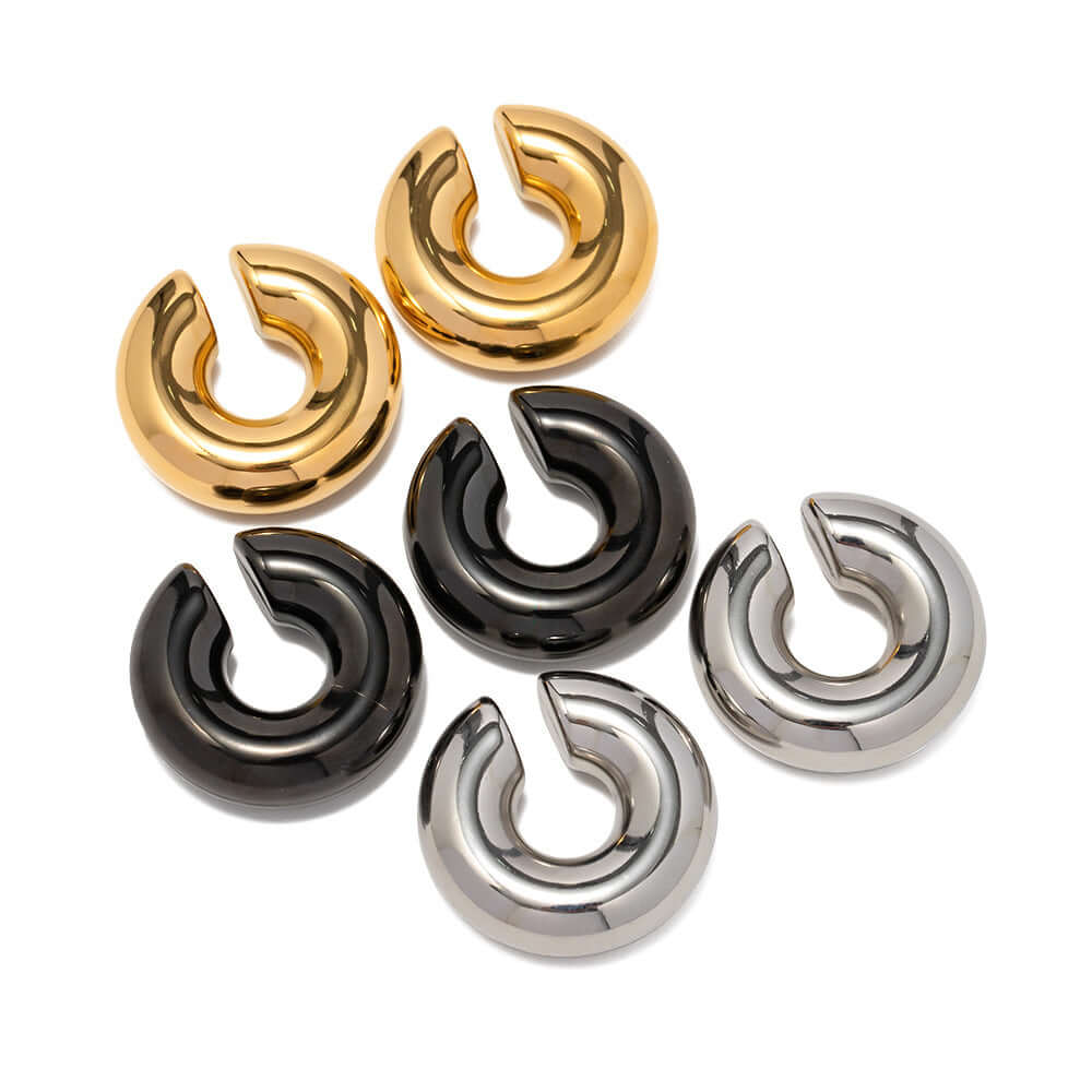 18K Gold & Silver Chunky Ear Wrap Ear Cuff - JDE685 | Trendy Statement Jewelry for Women, Perfect for Parties, Weddings & Everyday Wear