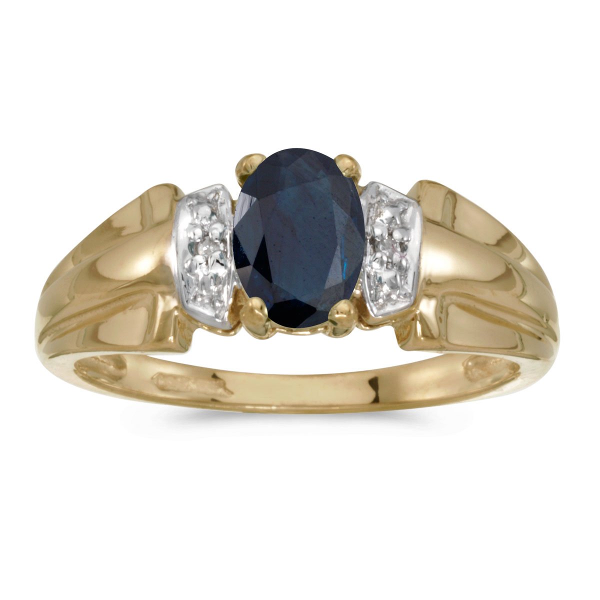 10K Yellow Gold Oval Sapphire and Diamond Ring for Women – Elegant Engagement, Wedding, Anniversary Gift – Perfect for Special Occasions