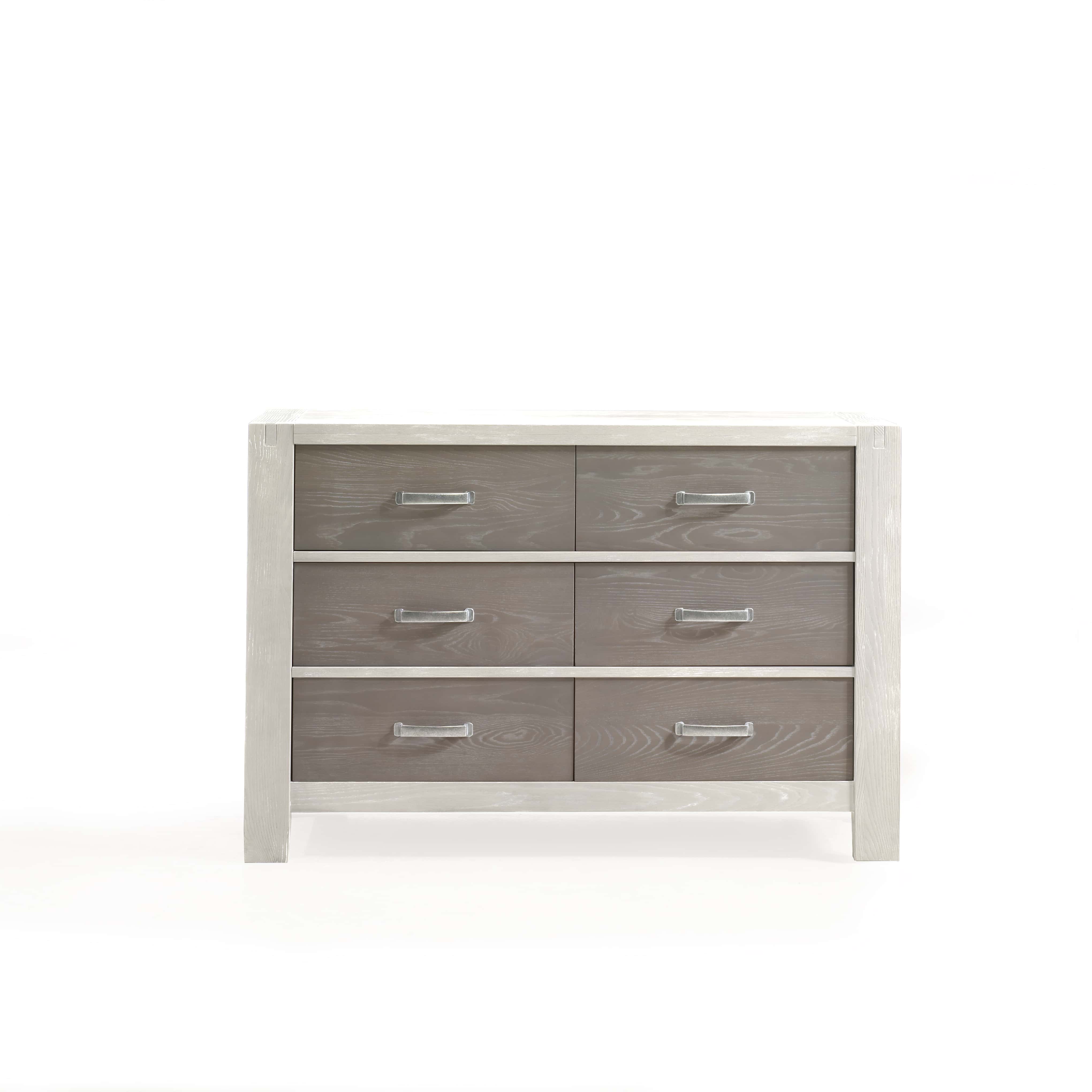 Natart Rustico Moderno Double Dresser - 6-Drawer Solid Wood Bedroom Dresser with Metal Handles, Mid-Century Modern Style for Home & Office Organization | Perfect for Bedroom Storage, Guest Room, and Living Room Décor
