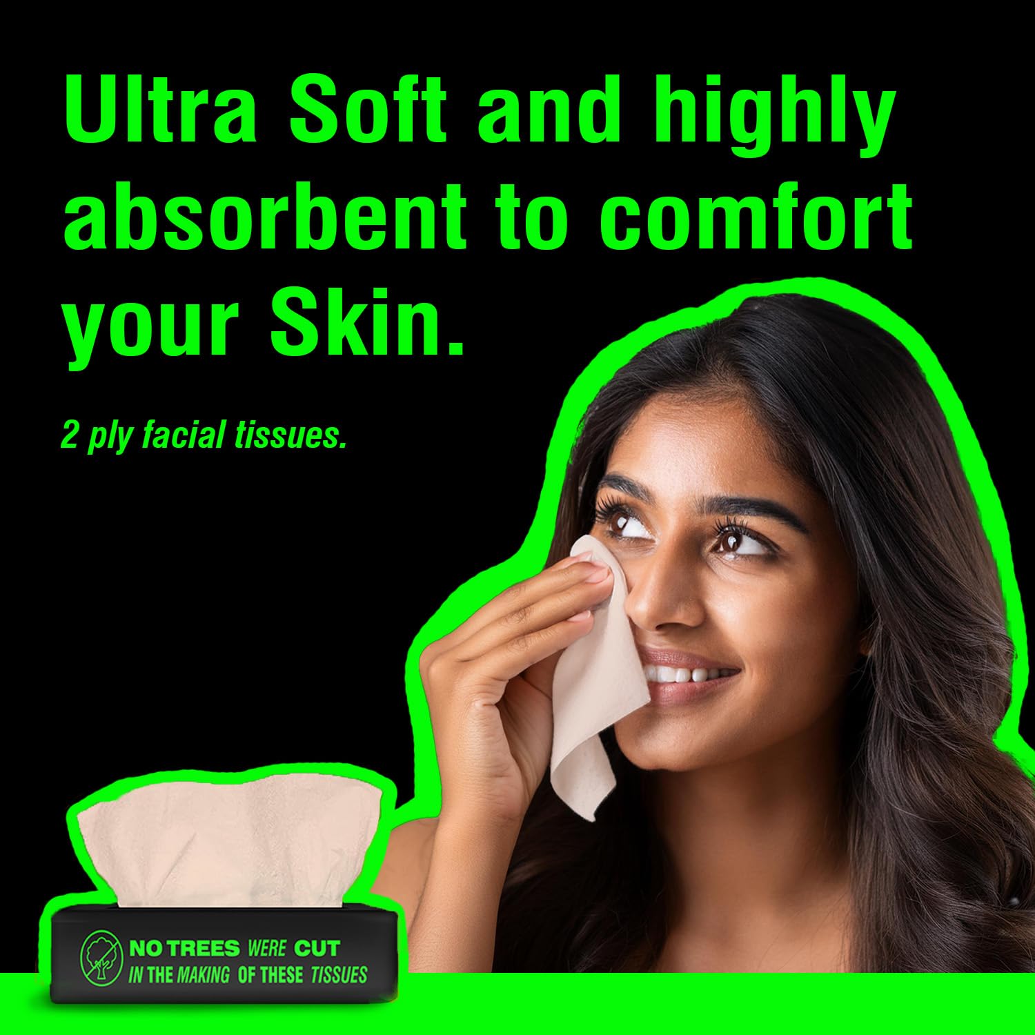 Beco Bamboo Soft Facial Tissue Box - 6 Packs (600 Pulls Total) | 2-Ply 100% Natural & Eco-Friendly Bamboo Tissues | Gentle for Nose & Skin | Perfect for Home, Office & Travel Use