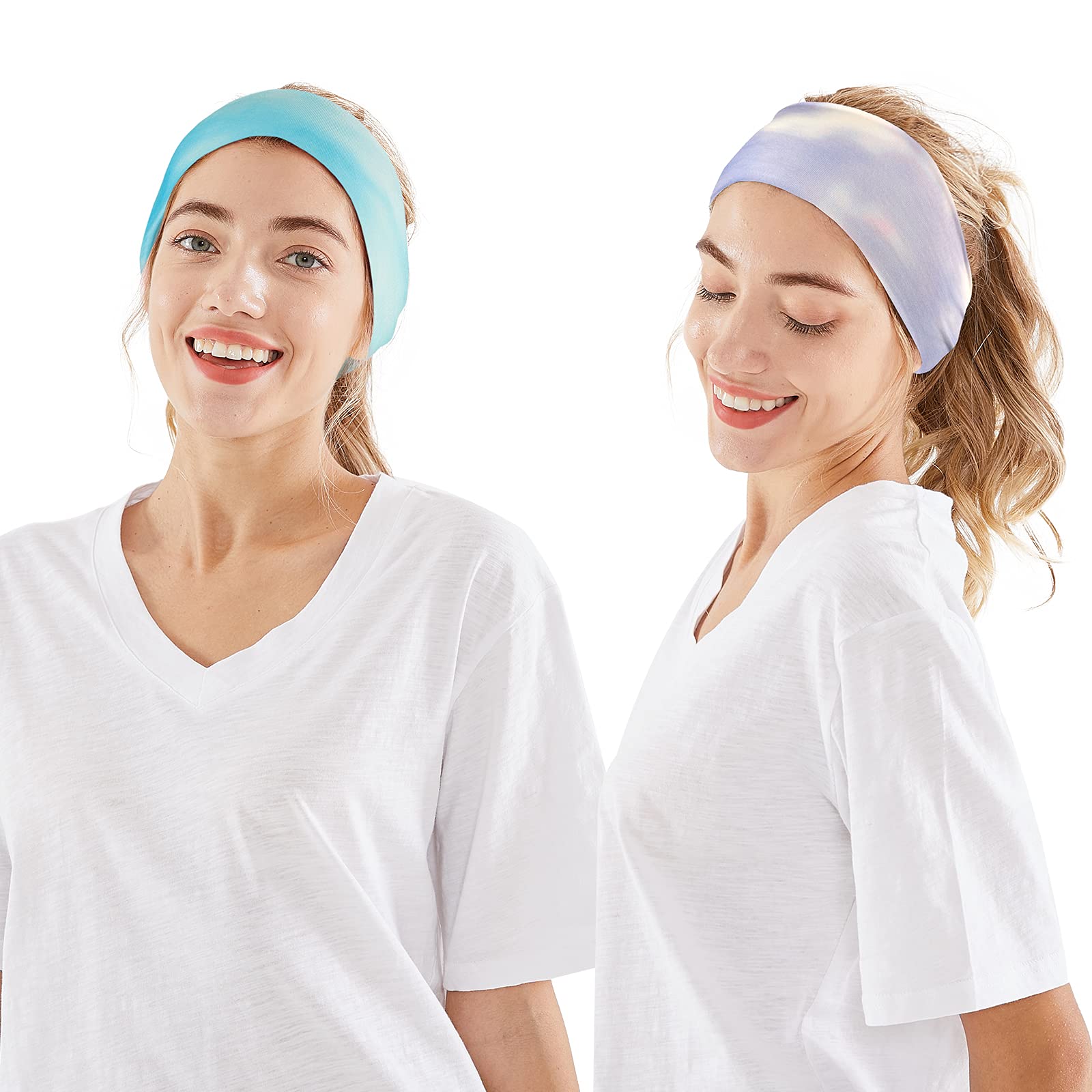 6 PCS Wide Boho Headbands for Women - Non Slip Elastic Bandana Headwraps, Fashion Hair Bands for All Head Sizes - Perfect for Workout, Sports, Running, Yoga & Everyday Wear