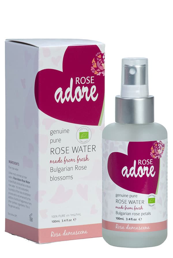Byron Bay Love Rose Adore Pure Organic Rose Mist Facial Spray - Hydrating & Refreshing for Dry Skin, Makeup Setting & On-the-Go Skincare