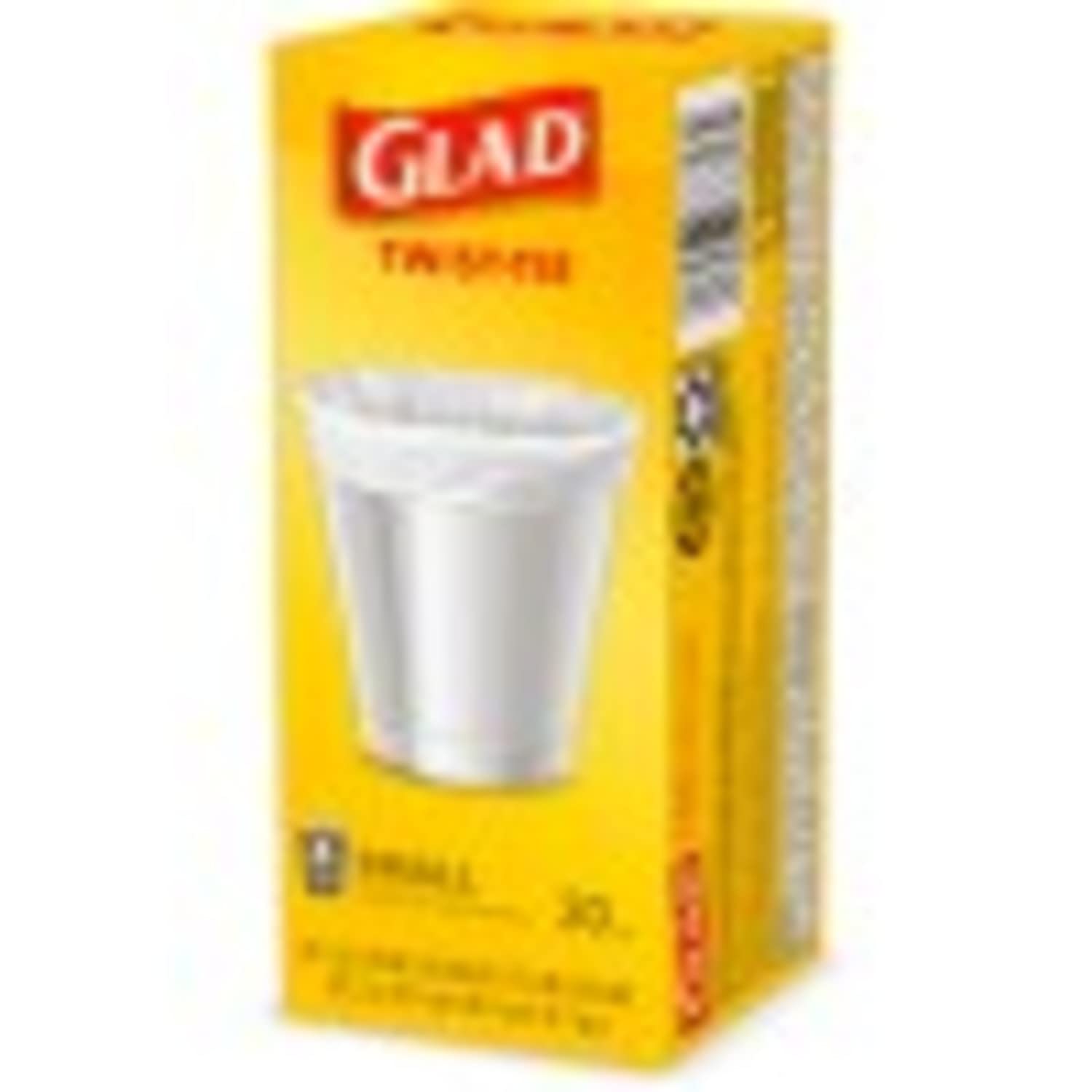 Glad Small Trash Bags 4 Gallon - 30 Count (Pack of 6) | Mini Garbage Bags for Bathroom, Office, Bedroom & Car Waste Disposal | Unscented & Durable Kitchen Trash Can Liners