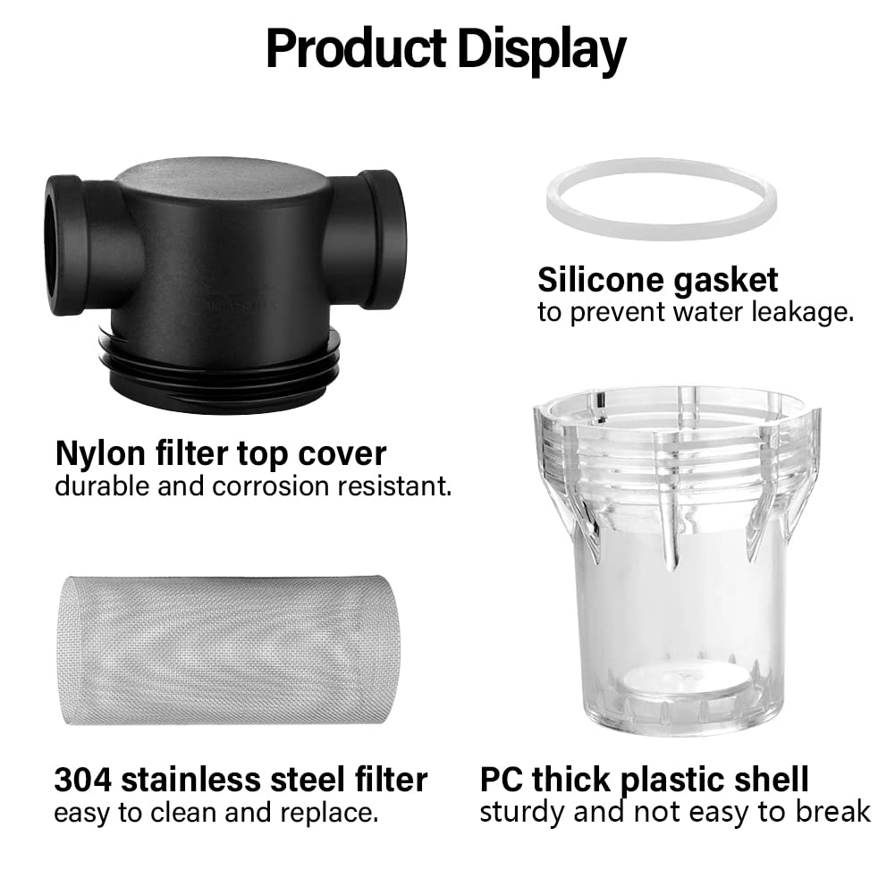1 Inch Stainless Steel 40Mesh Inline Water Filter Sediment Strainer for Garden Hose, Pressure Washer, RV & Water Pipes - Outdoor Gardening, Car Washing & Home Water Filtration System