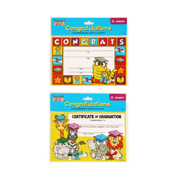 12-Pack Congratulations Certificates 8.5