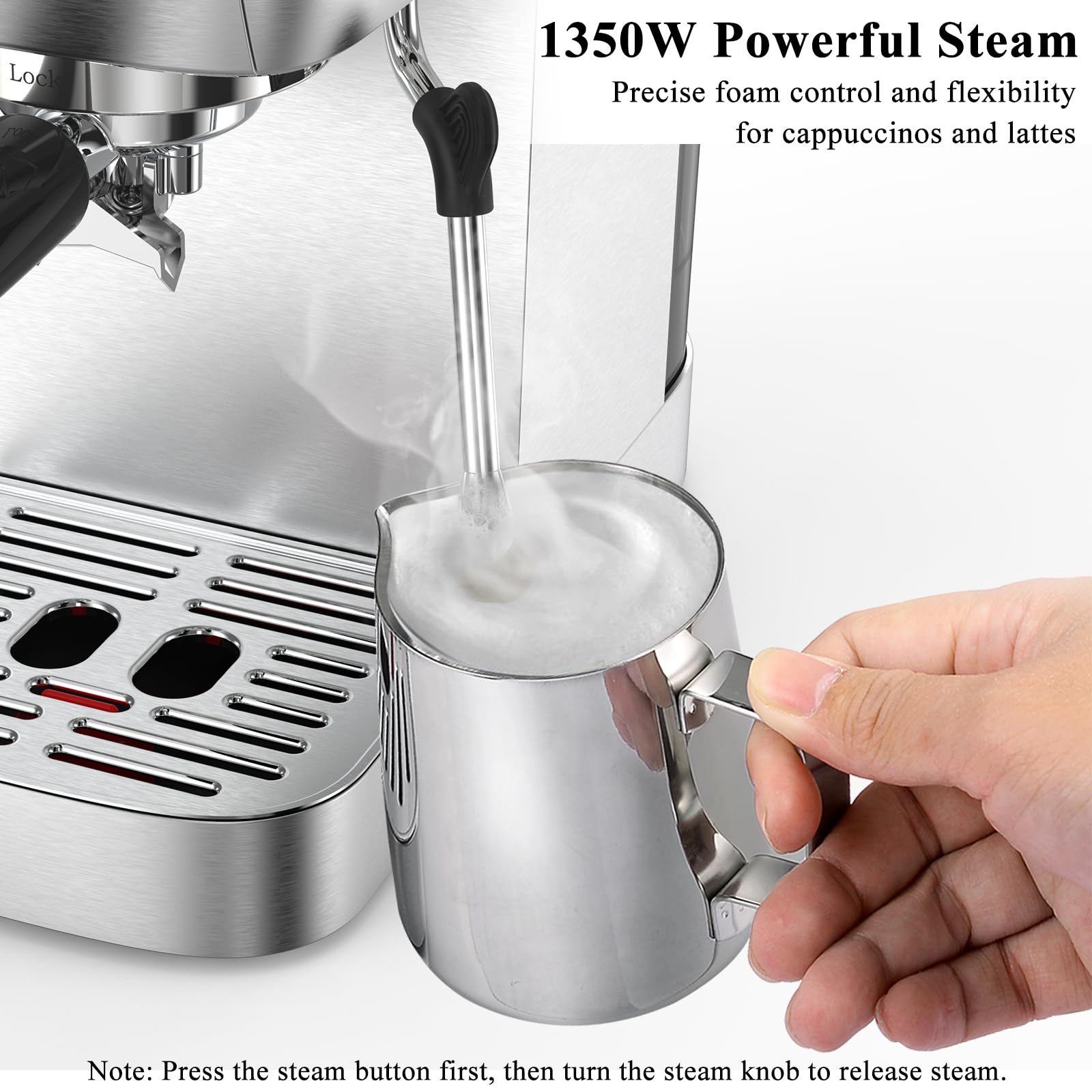20Bar Compact Espresso Machine with Steam Milk Frother - Stainless Steel Coffee Maker for Cappuccino & Latte - Perfect for Home and Office Use - Mattino Ultra Espresso Maker for Coffee Lovers