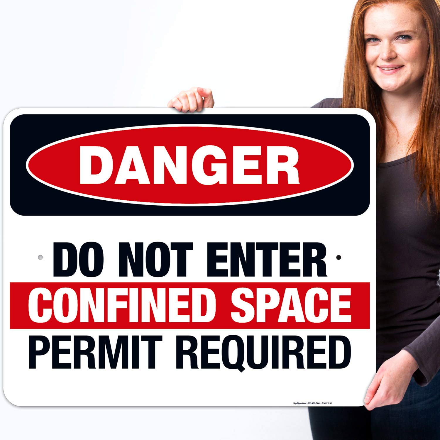 Danger Do Not Enter Confined Space OSHA Warning Sign - 24x30 Inches Rust-Free .063 Aluminum - Fade Resistant for Indoor & Outdoor Use - Made in USA - Perfect for Construction Sites, Warehouses & Industrial Safety Areas