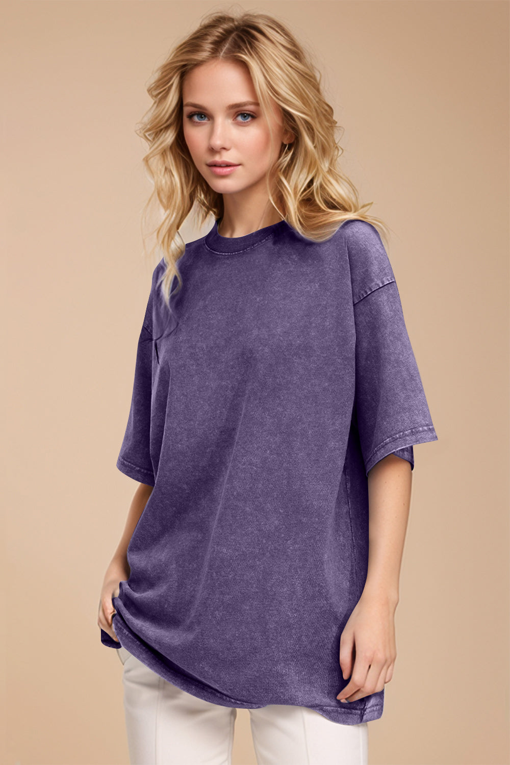 Basic Bae Round Neck Half Sleeve T-Shirt for Women | Casual Cotton Tee | Perfect for Everyday Wear, Outings & Layering