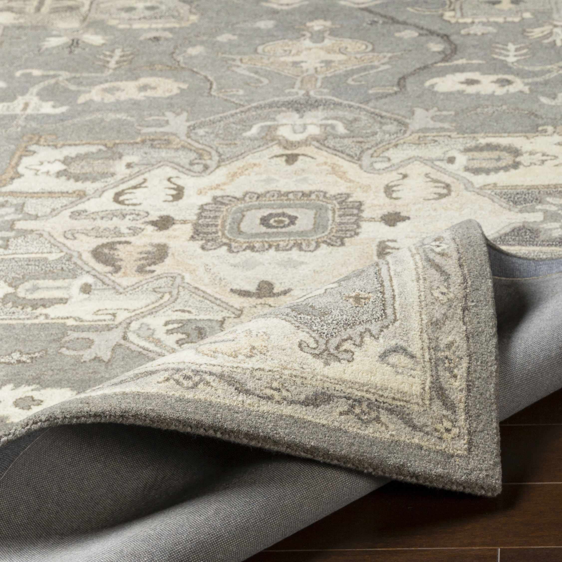 Hauteloom Hamshire Wool Area Rug 2' x 3' - Traditional Gray, Black & Brown Handmade Rug for Living Room, Bedroom & Office - Soft & Durable Home Decor for Cozy Spaces