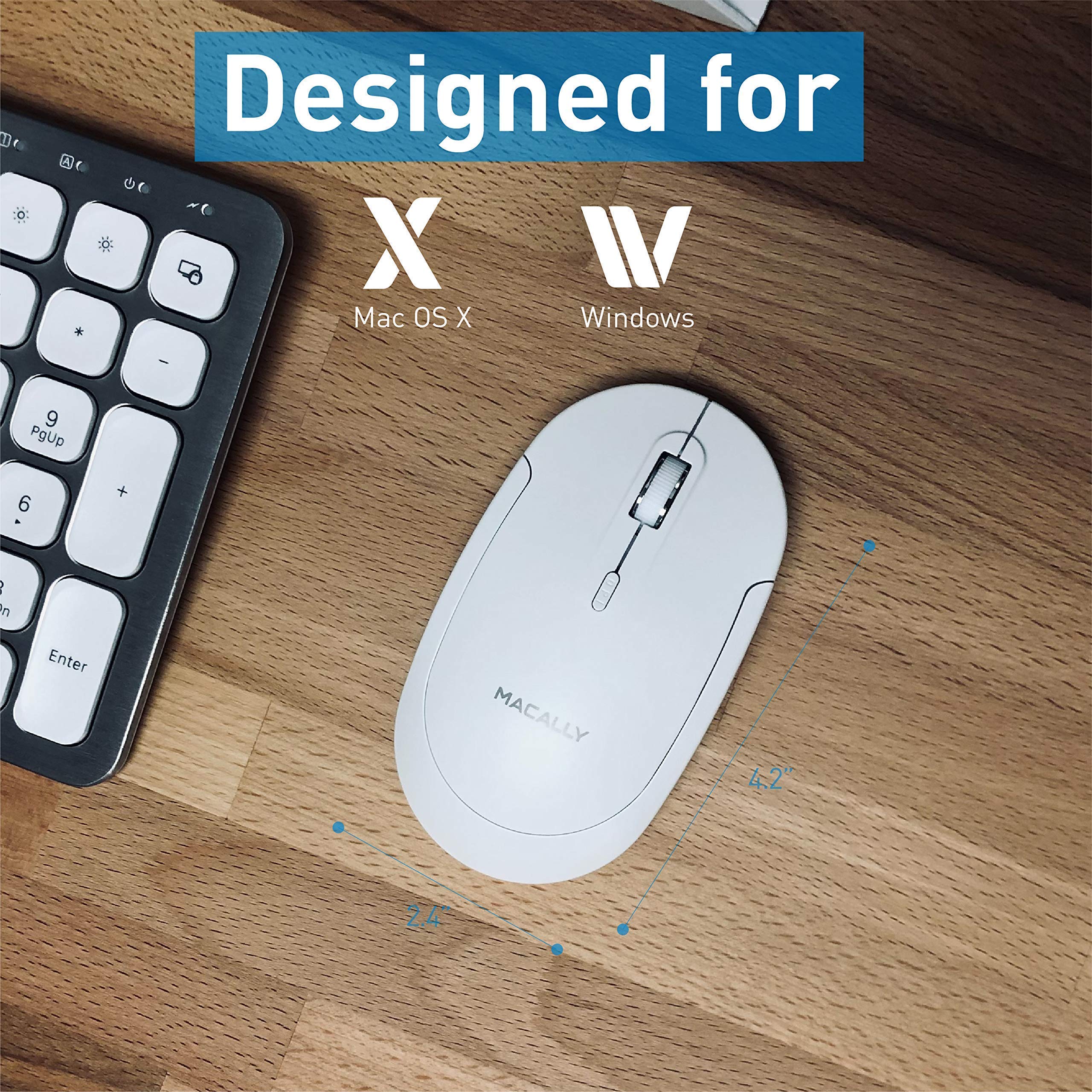 Macally Wireless Bluetooth Keyboard with Mouse and Laptop Stand - Ergonomic Combo for Mac/Windows, Portable College Student Gift for Dorm, Office & Home Workspace
