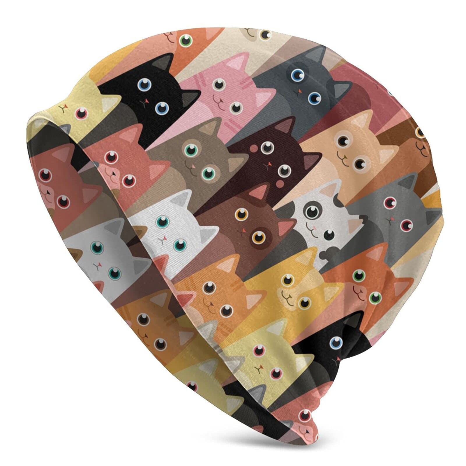 Stylish Colorful Pattern Beanie Hat for Women & Men - Warm Knit Slouchy Skull Cap with Cuffed Design - Perfect for Winter, Skiing & Outdoor Activities