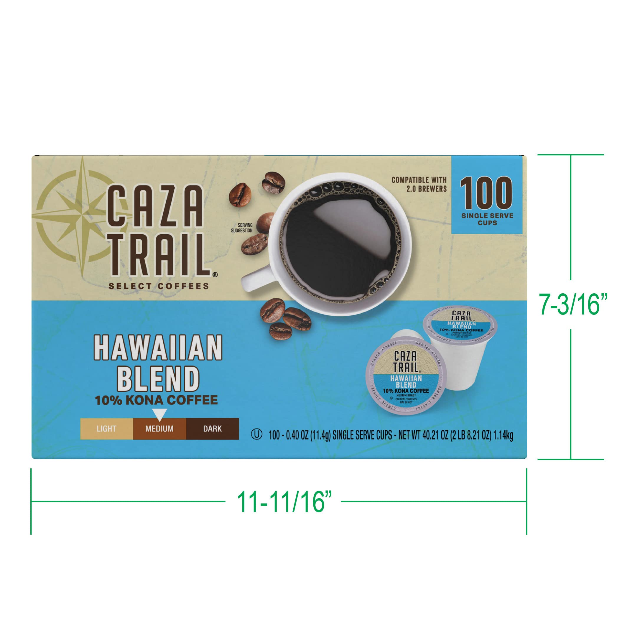 Premium Kona Blend Coffee Pods - 100 Single Serve Cups for Keurig Brewers | Rich & Smooth Flavor | Perfect for Home, Office & Travel