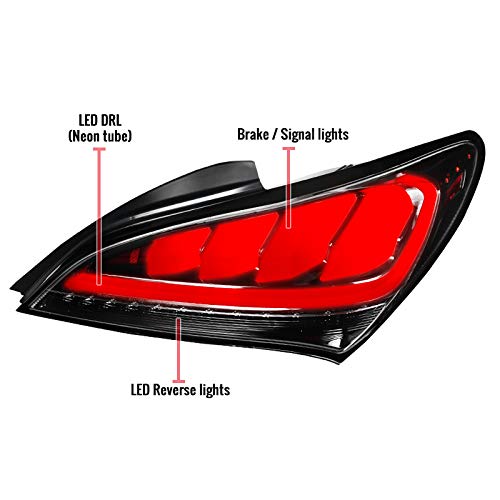 10-16 Genesis Coupe LED Sequential Turn Signal Tail Brake Lights - Pearl Black | Plug & Play Installation | Upgrade Your Ride's Style & Safety for Night Driving & Car Shows