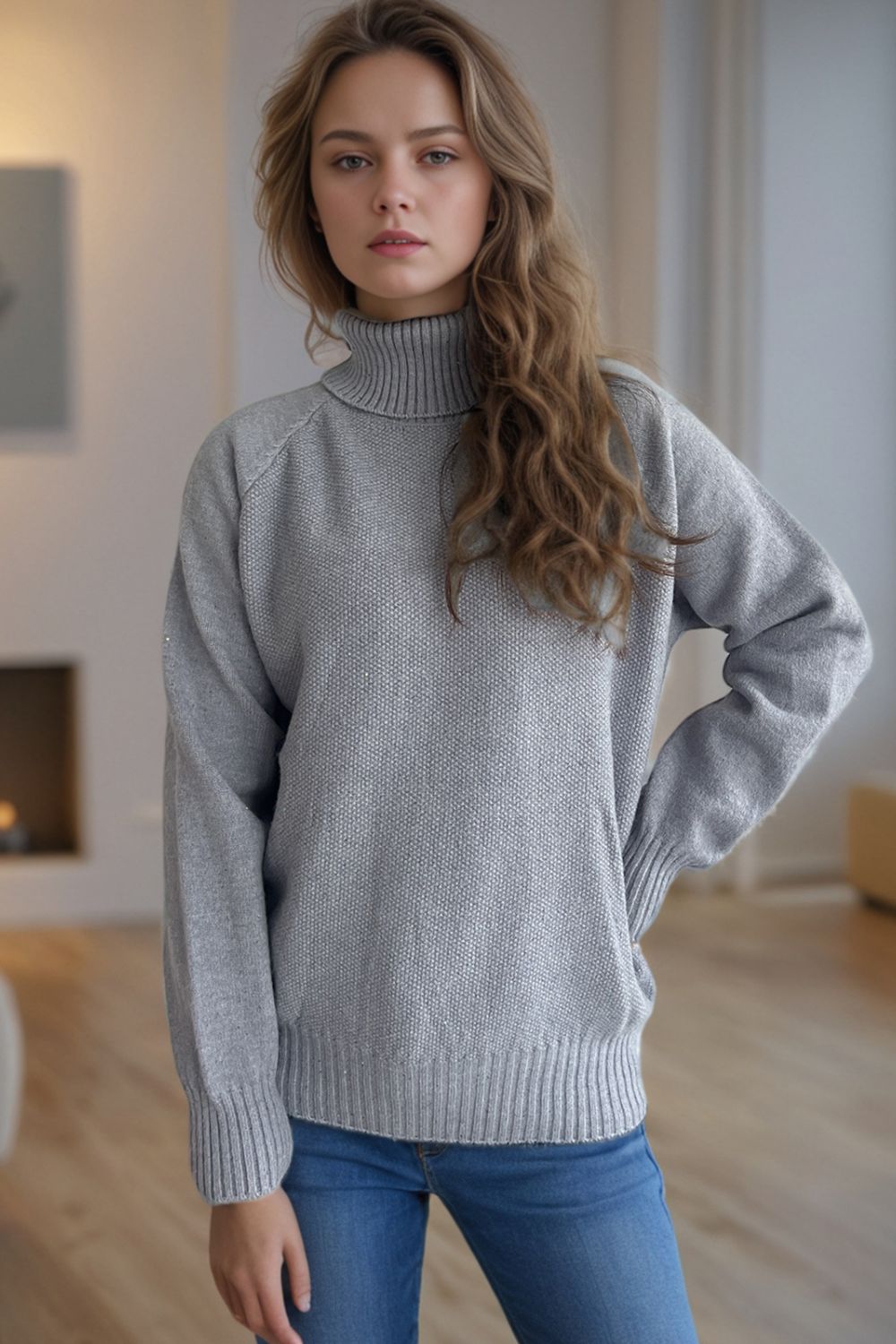 Women's Ribbed Turtleneck Raglan Sleeve Sweater - Soft Knit Pullover for Fall & Winter | Perfect for Office, Date Night & Casual Outfits