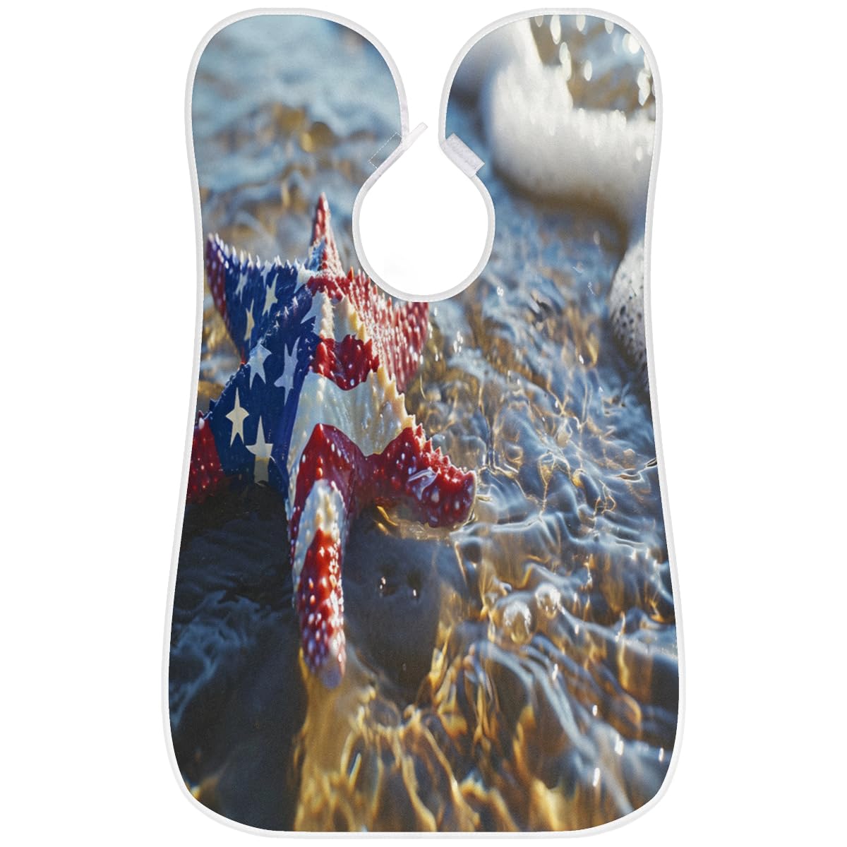 Starfish American Flag Beard Bib for Men - Waterproof Shaving Apron with Ocean Design, Hair Dye Cape for Women & Barber Accessories - Perfect for Beard Trimming, Haircut, Makeup & Salon Use - Great Gift for Barbers & Stylists