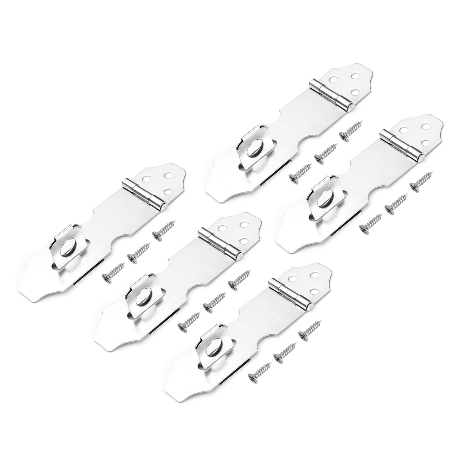 Stainless Steel Knob Hasp Lock with Keys - 5PCS Set for Small Doors, Cabinets, File Drawers & Freezer Security (128mm/5