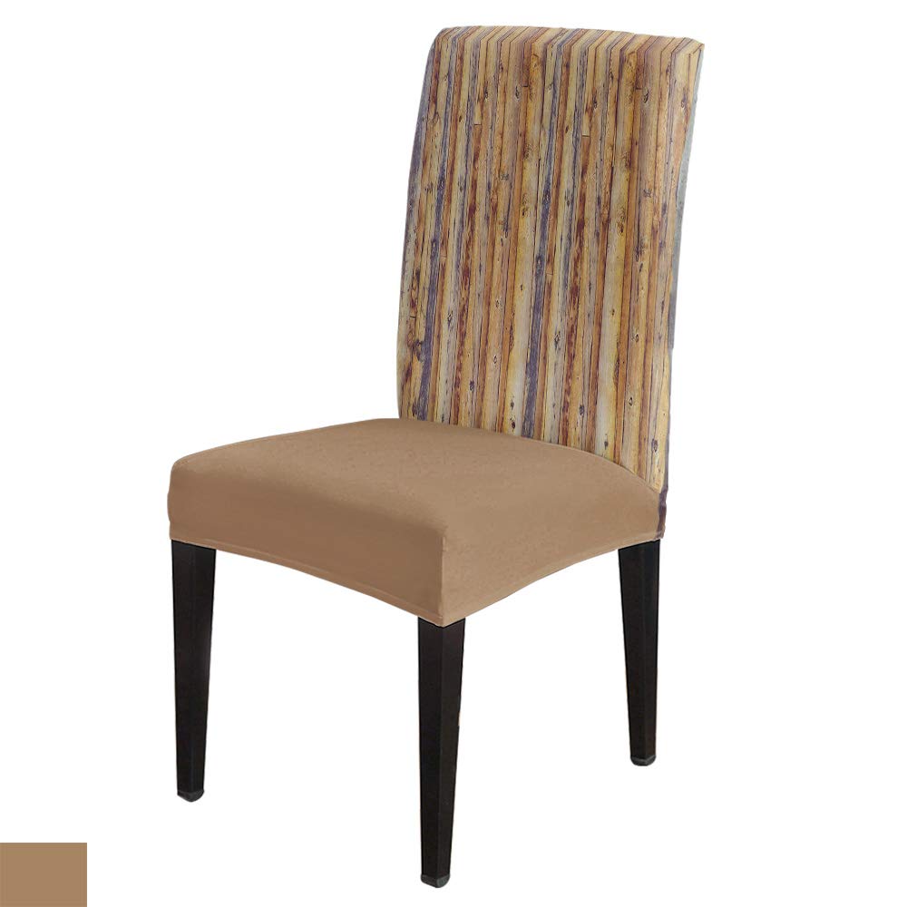 Vintage Wood Rustic Country Stretch Dining Chair Covers Set of 6 - Washable Slipcovers for Living Room, Kitchen, Bedroom & Banquet - Decorative Seat Protectors for Wedding, Hotel & Home Decor