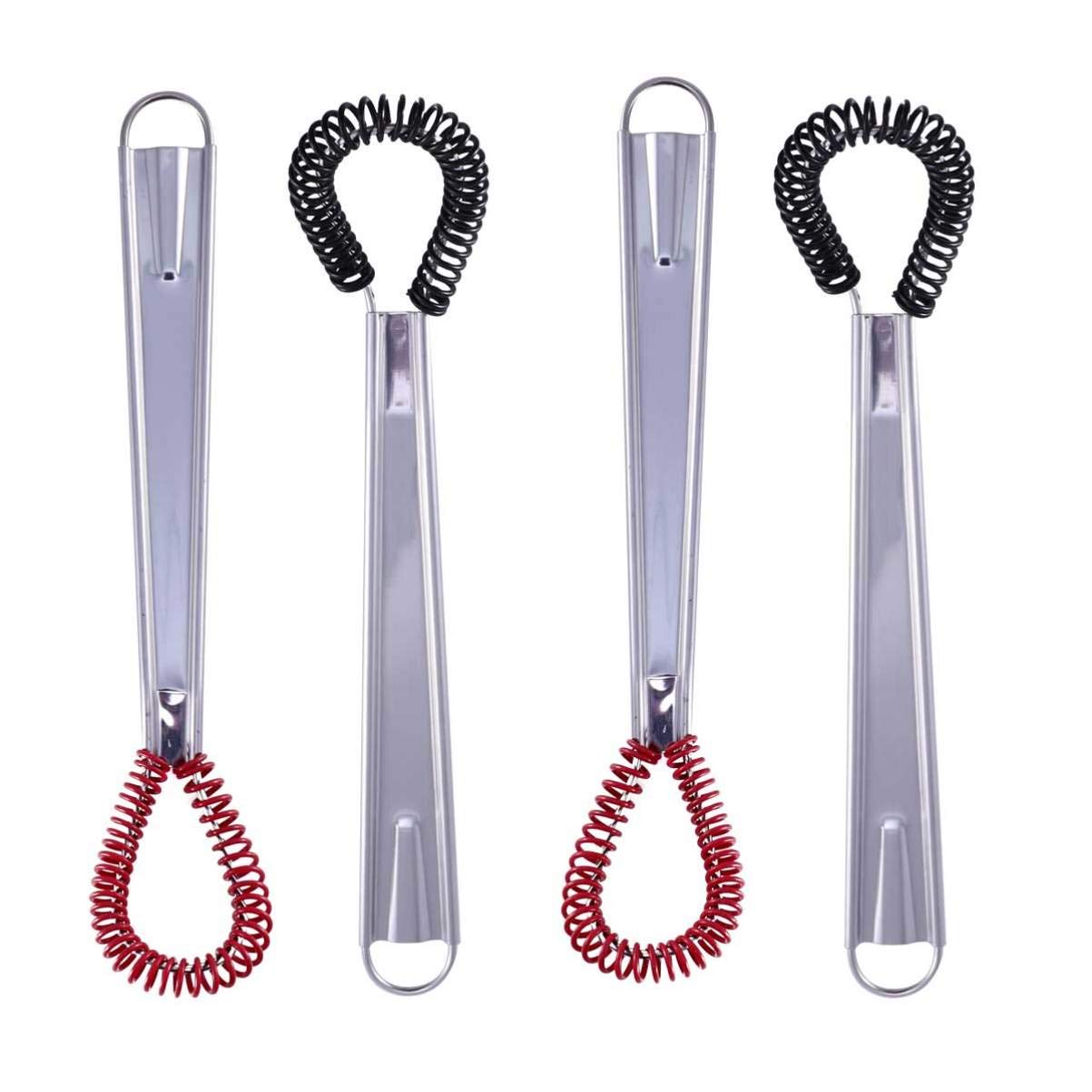 Yardwe 4-Piece Silicone Whisk Set - Stainless Steel Mini Spring Egg Beater, Hand Blender, Milk Frother, Foamer for Coffee, Baking & Cooking (Assorted Colors) - Perfect for Cappuccino, Latte, Hot Chocolate & Dessert Making