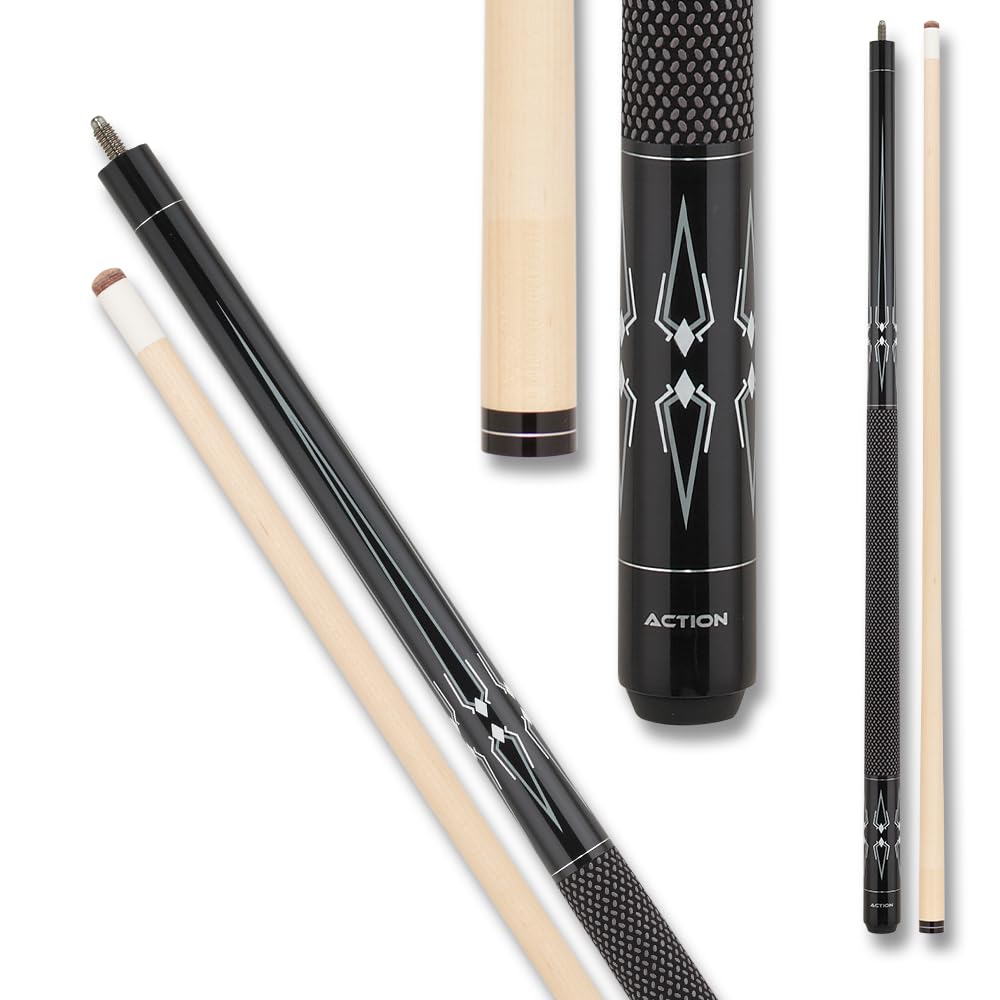 Professional Black & White Billiards Pool Cue Stick - Grey Speers with White Diamond Inlays | Perfect for Tournament Play & Home Game Rooms