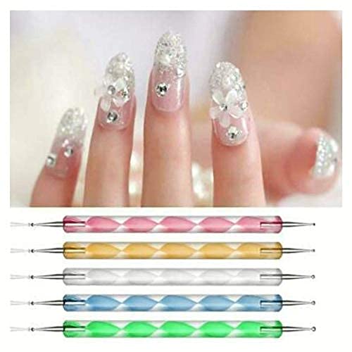 GOLD MAX Double Way Dotting Pen Set for Nail Art - 5 Piece Multicolor Dotting Tools for Professional Manicure & Nail Design | Perfect for Salon, Home Use & DIY Nail Art Projects