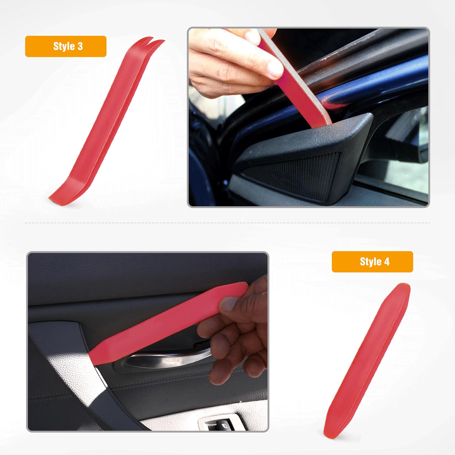 GOOACC 4PCS Auto Trim Removal Tool Kit - No Scratch Car Audio Dash Window Molding Removal Set (Red) | Perfect for Car Stereo Installation, Door Panel Repair & Interior Detailing