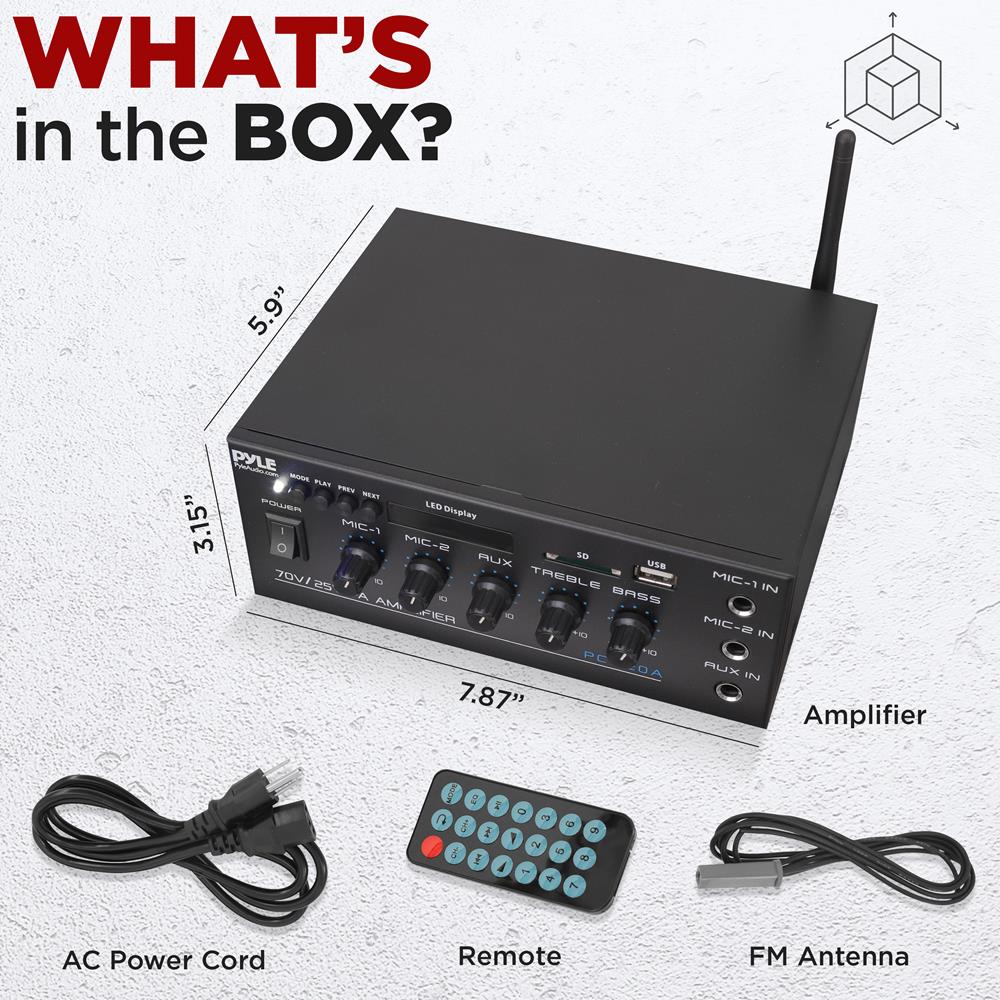 25V/70V Professional PA Amplifier - High Power Audio System for Live Music, DJ Performances & Public Announcements