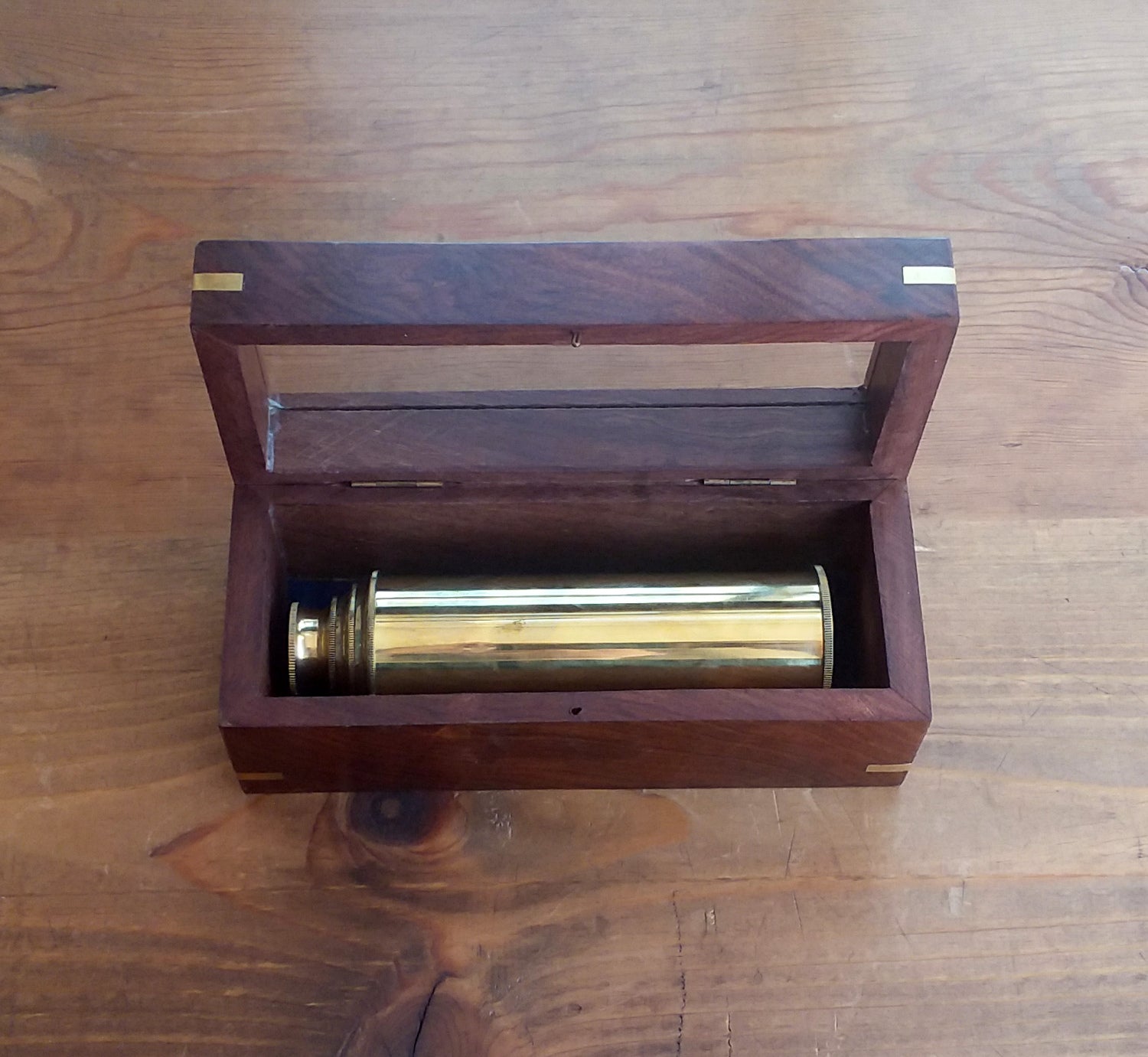 Antique Brass Telescope in Handcrafted Wooden Box - Perfect for Stargazing, Nautical Decor & Vintage Collectors