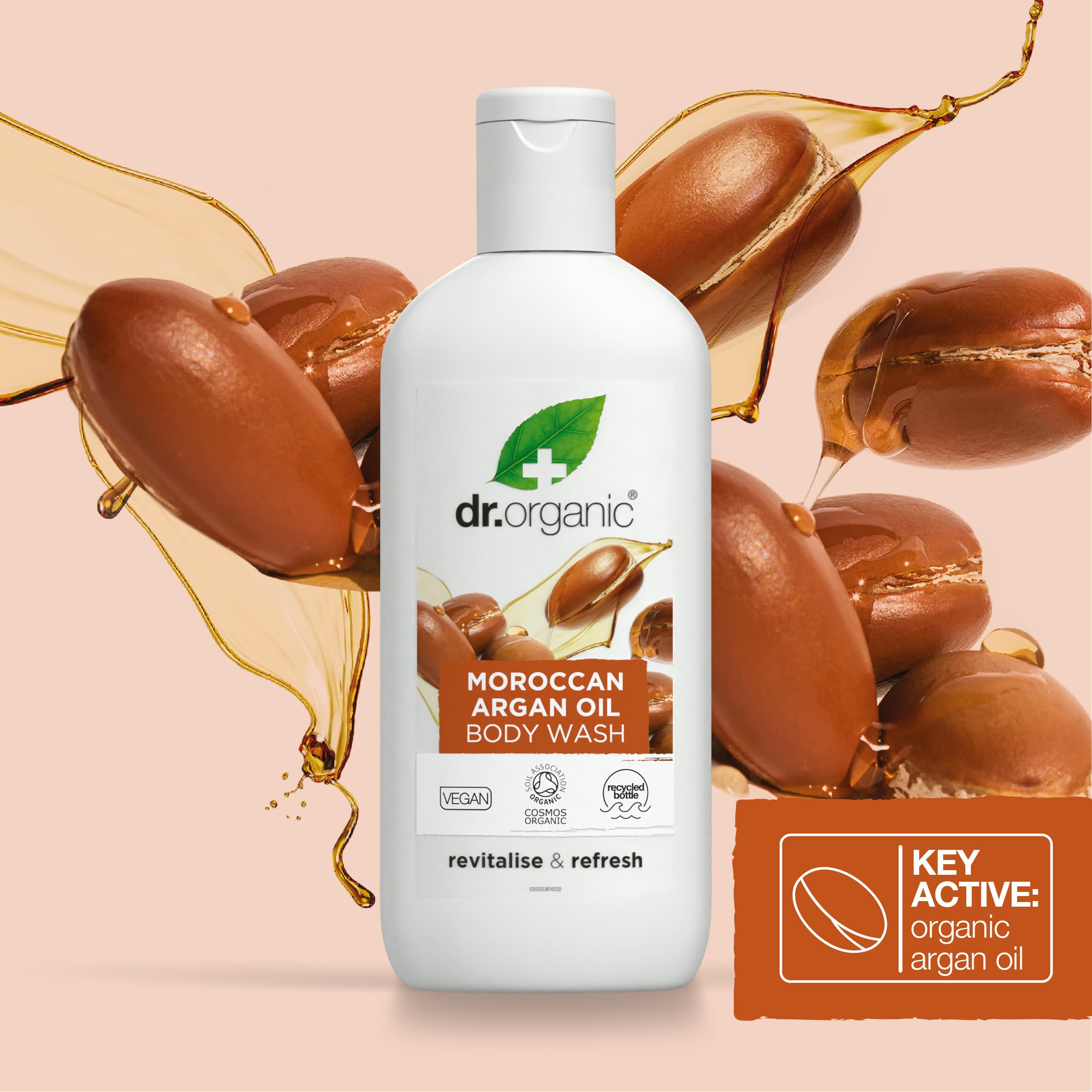 Dr Organic Moroccan Argan Oil Body Wash & Shower Gel - Natural, Vegan, Cruelty-Free, Paraben & SLS-Free - Certified Organic 250ml - Eco-Friendly Recycled Ocean Plastic Packaging - Perfect for Dry Skin Care & Luxurious Bath Time