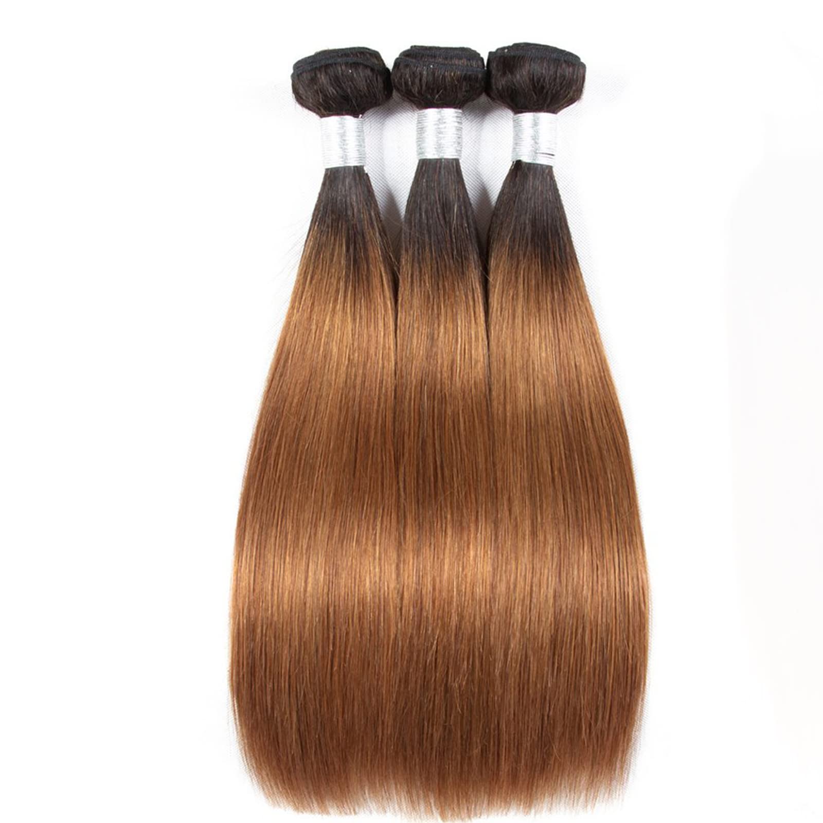 Brazilian Virgin Human Hair Bundles - Ombre Straight Hair Extensions 3 Bundles (22 24 26 Inch) T1B/30 Color for Natural Look | Perfect for Daily Styling, Parties & Special Occasions