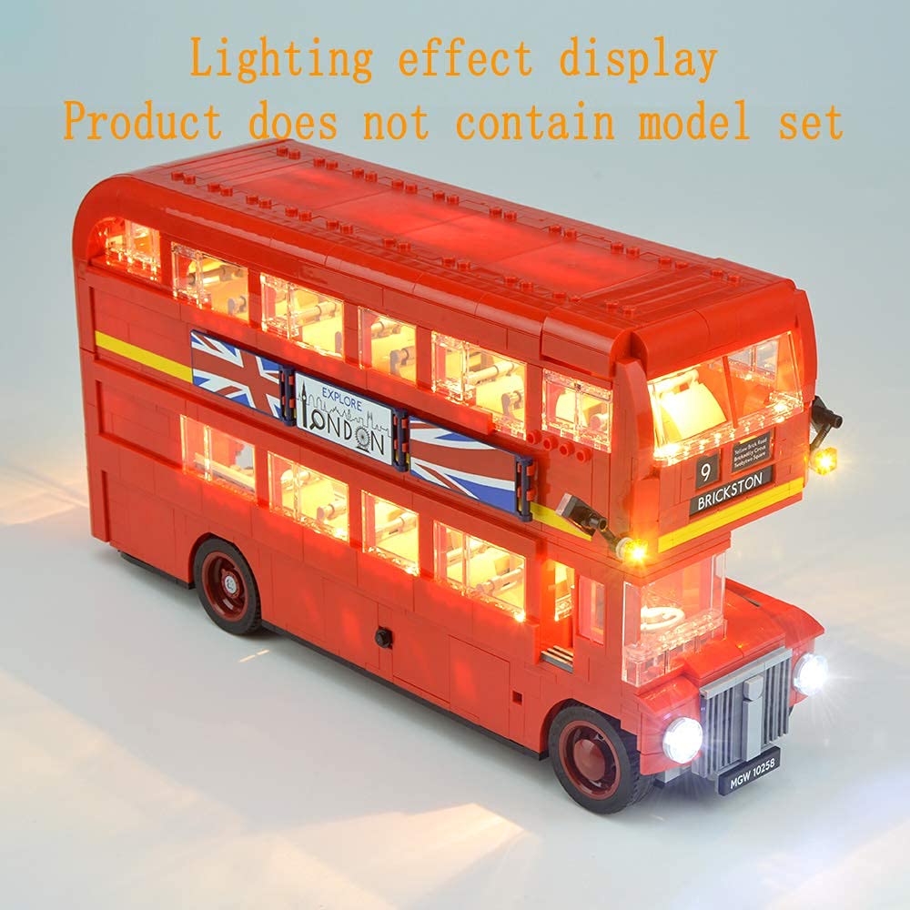 GEAMENT LED Light Kit for London Bus - Compatible with Lego Creator Expert 10258 Building Set (Model Not Included) | DIY Lighting Upgrade for Lego London Bus Display & Nighttime Showcase